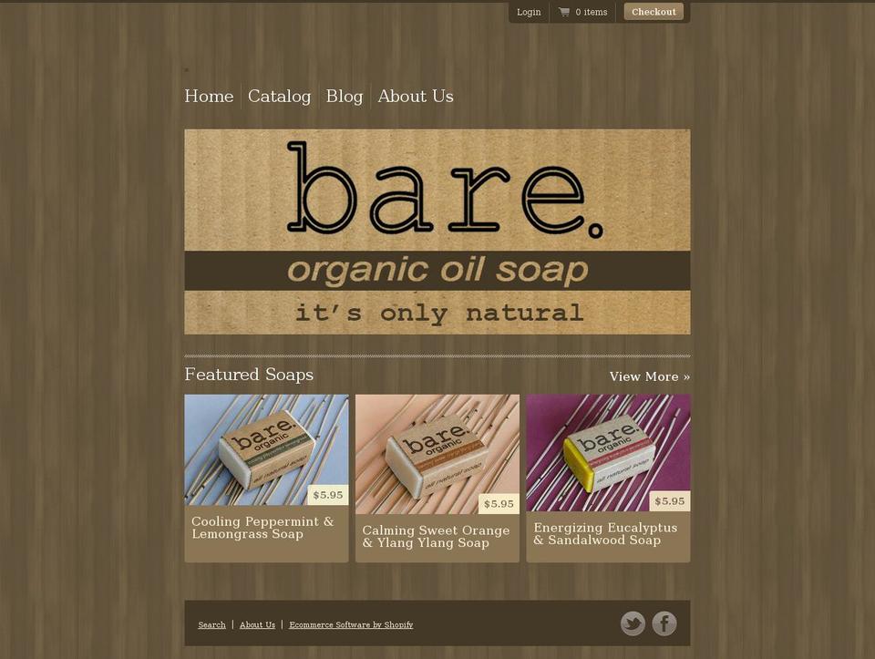 bareorganicsoap.com shopify website screenshot