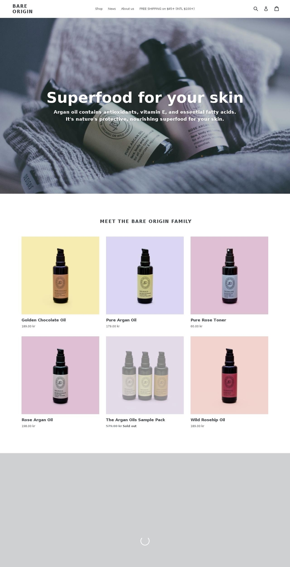 bareoriginskin.com shopify website screenshot