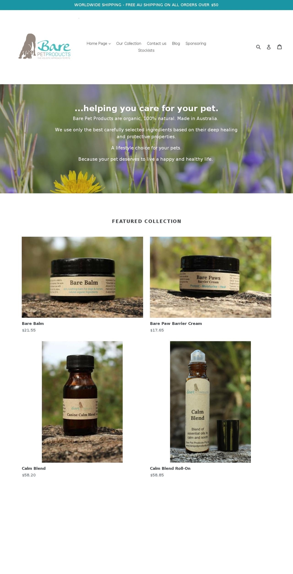 barepetproducts.com — Shopify storefront screenshot
