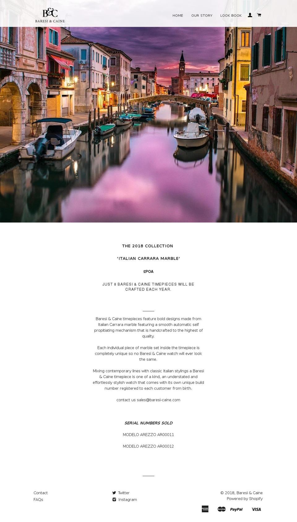 baresi-caine.com — Shopify storefront screenshot