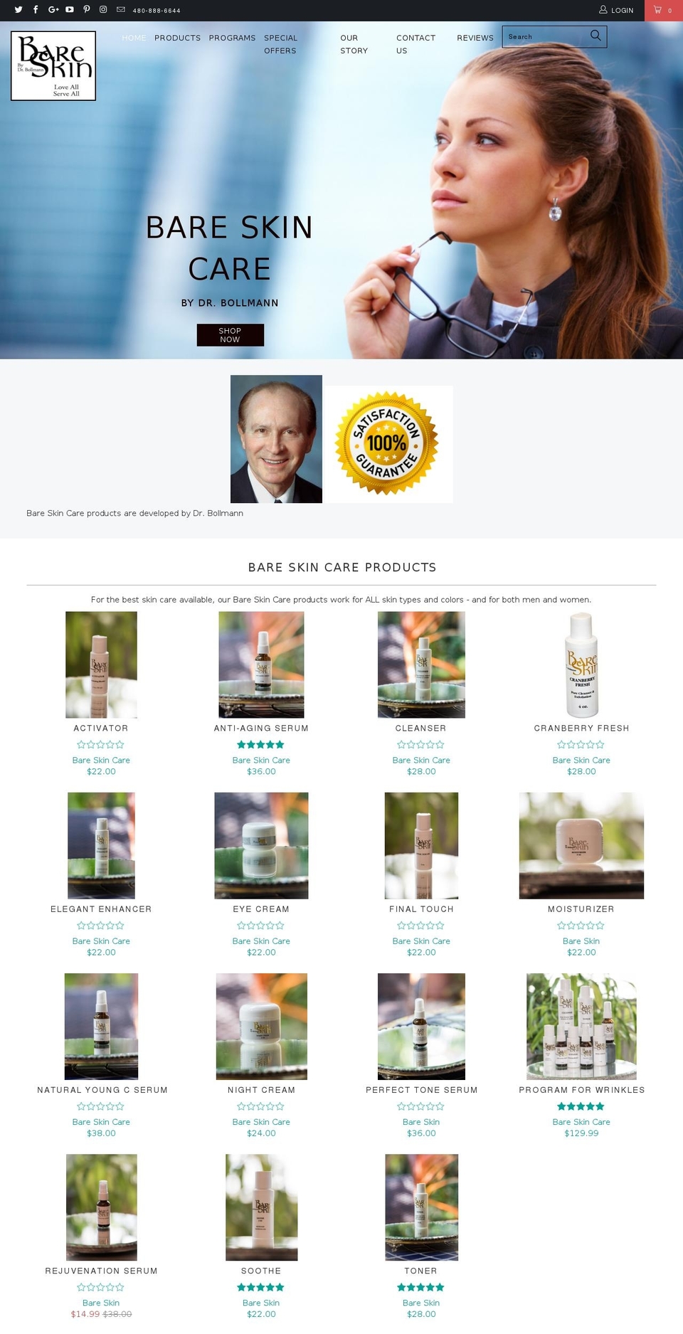 bareskincare.com shopify website screenshot