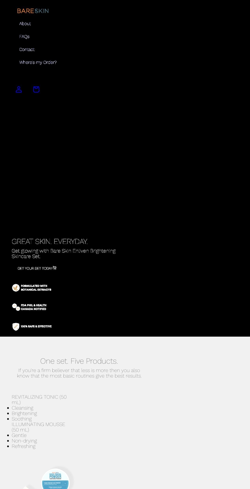 bareskinonline.com shopify website screenshot