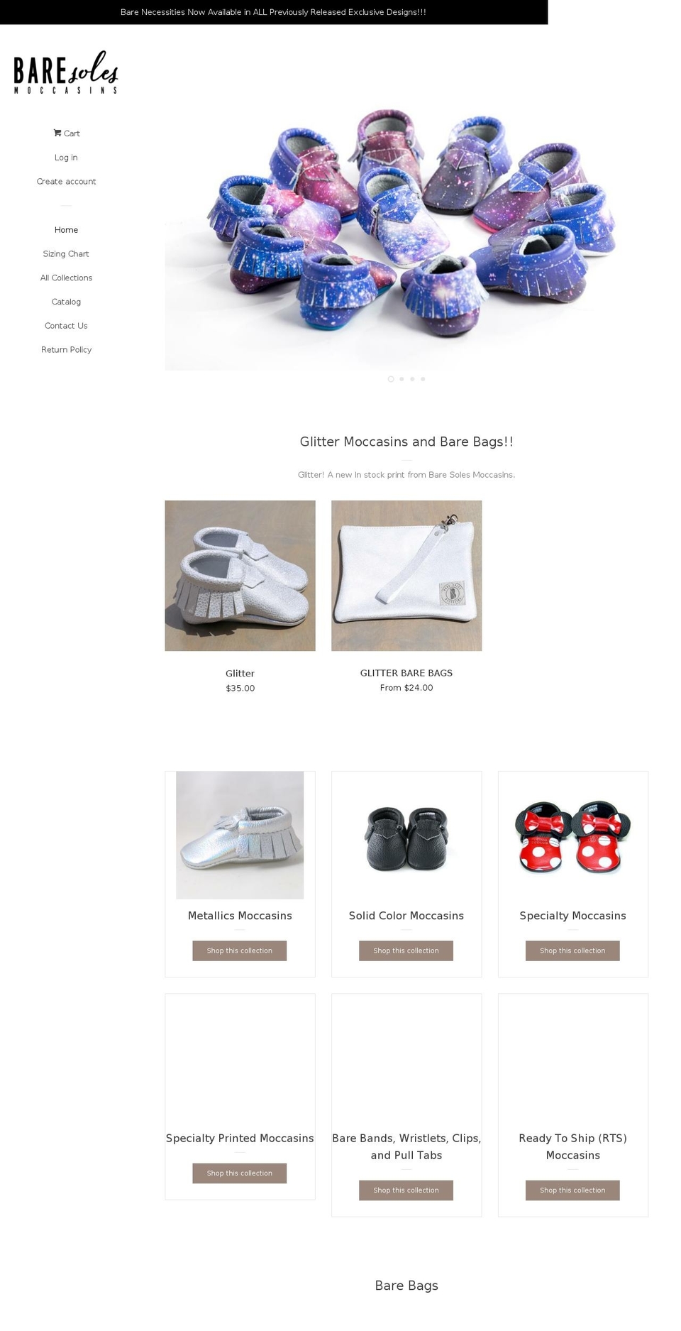 baresolesmoccs.com shopify website screenshot