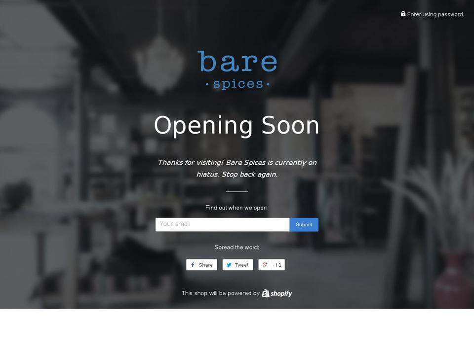 barespices.com shopify website screenshot