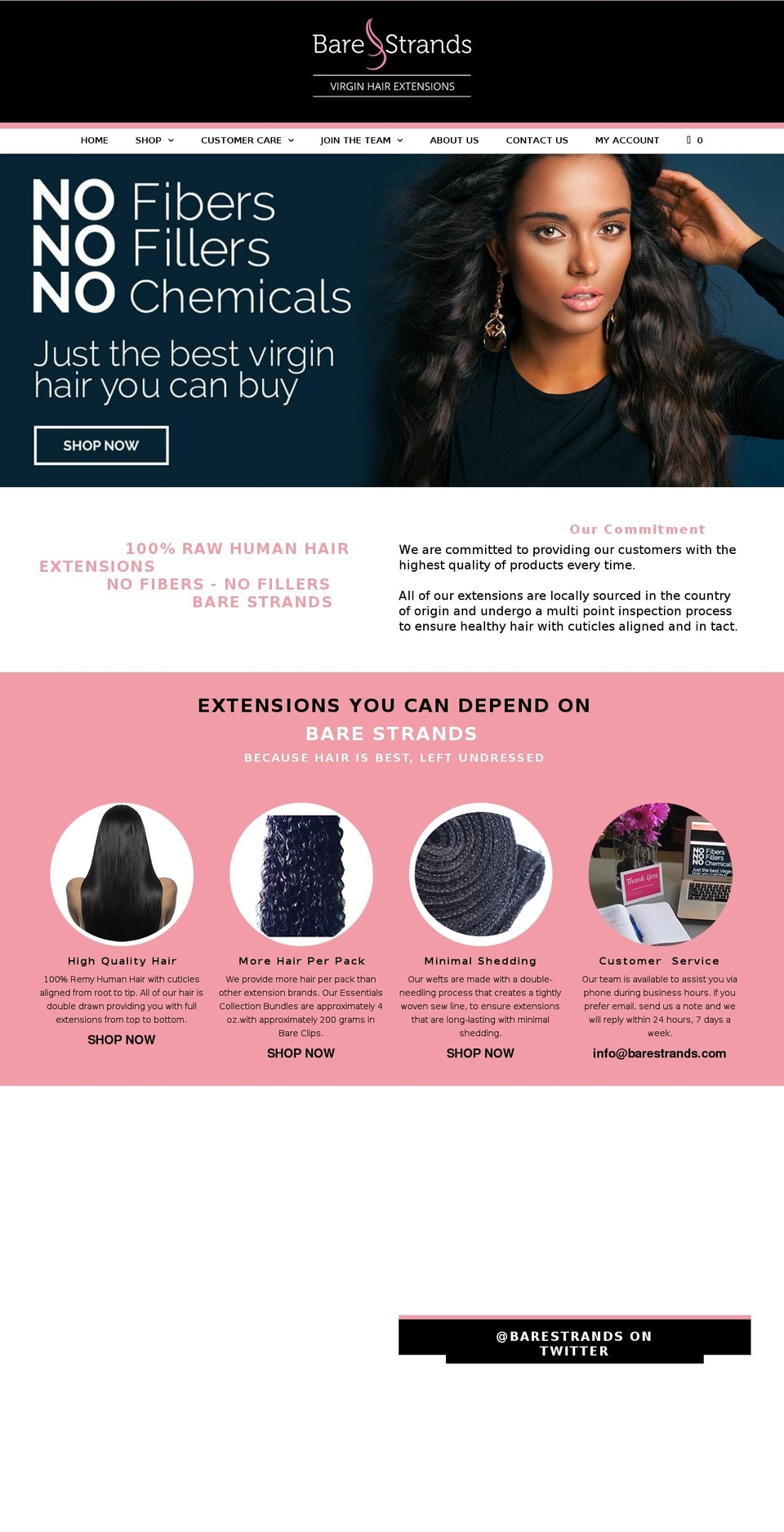 barestrands.com — Shopify storefront screenshot