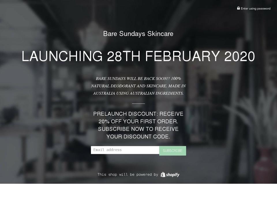 baresundays.com.au shopify website screenshot