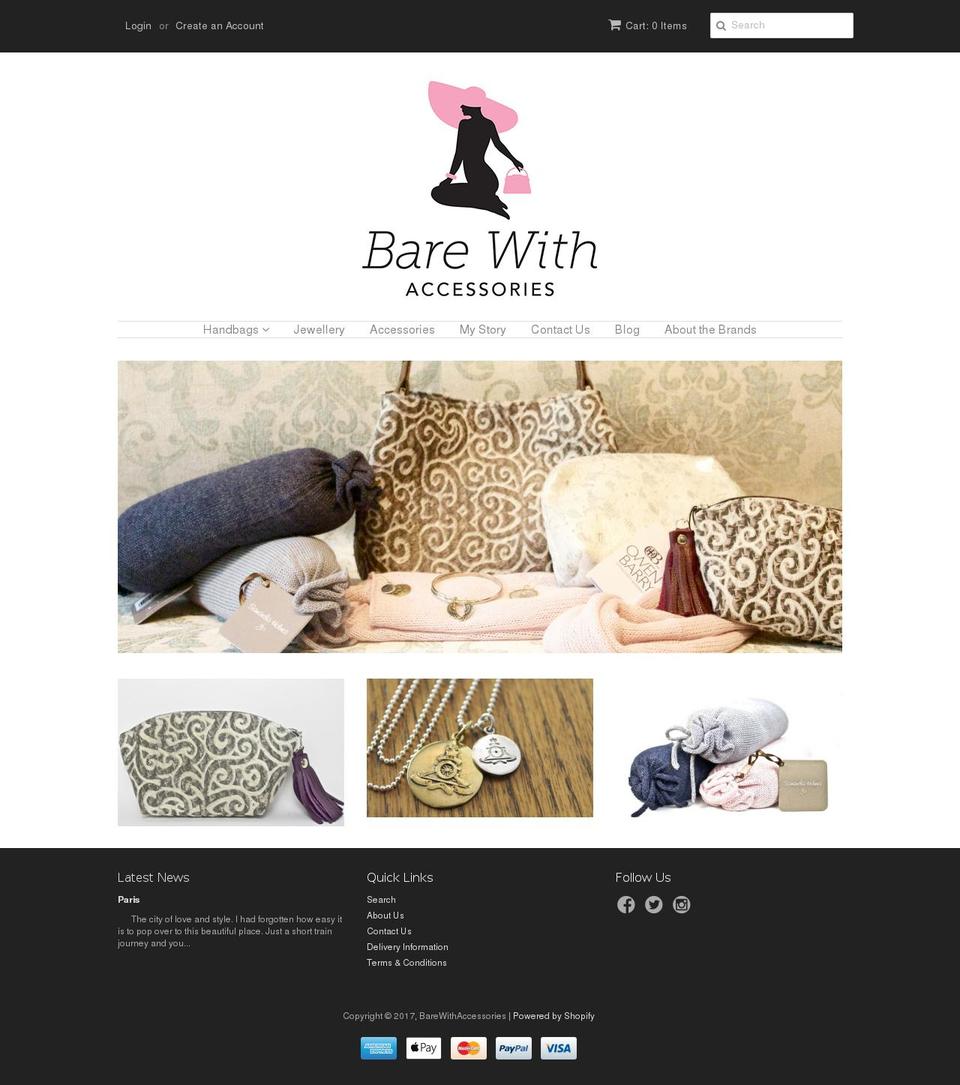 barewithaccessories.com shopify website screenshot
