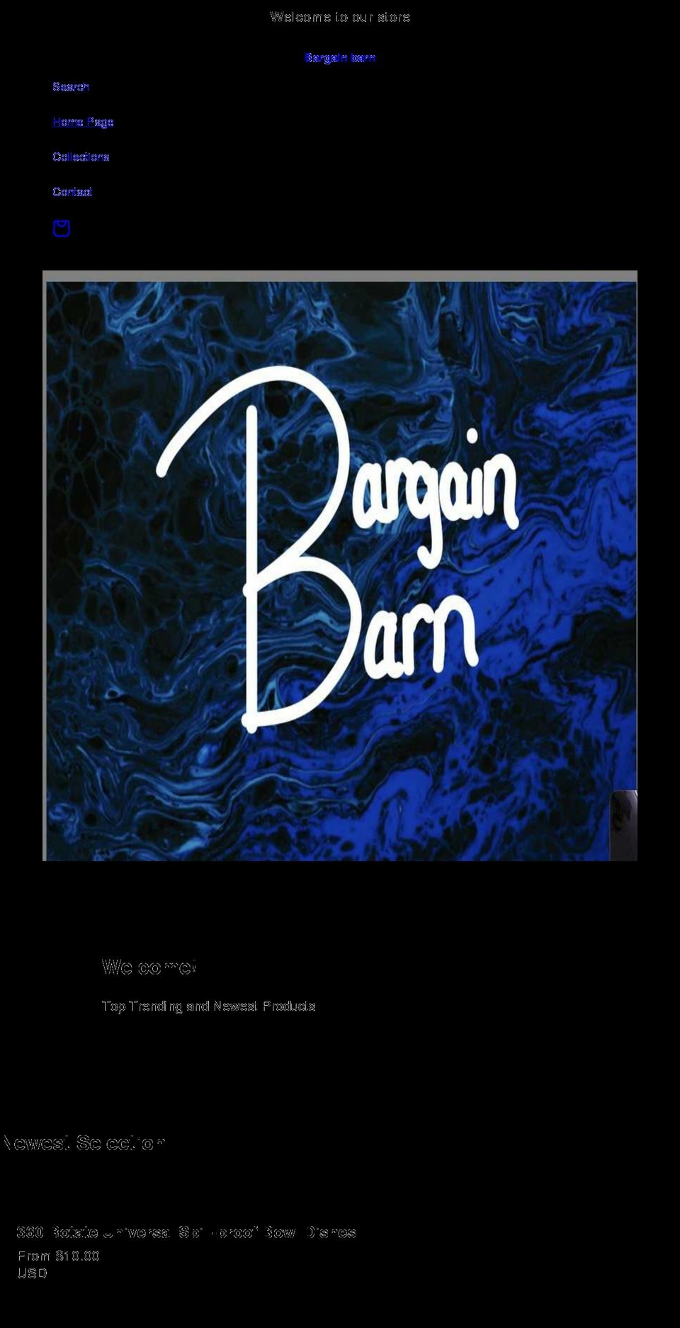 bargainbarn.org shopify website screenshot