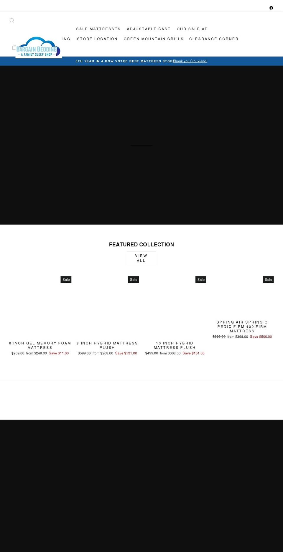 bargainbeddingsiouxcity.com shopify website screenshot