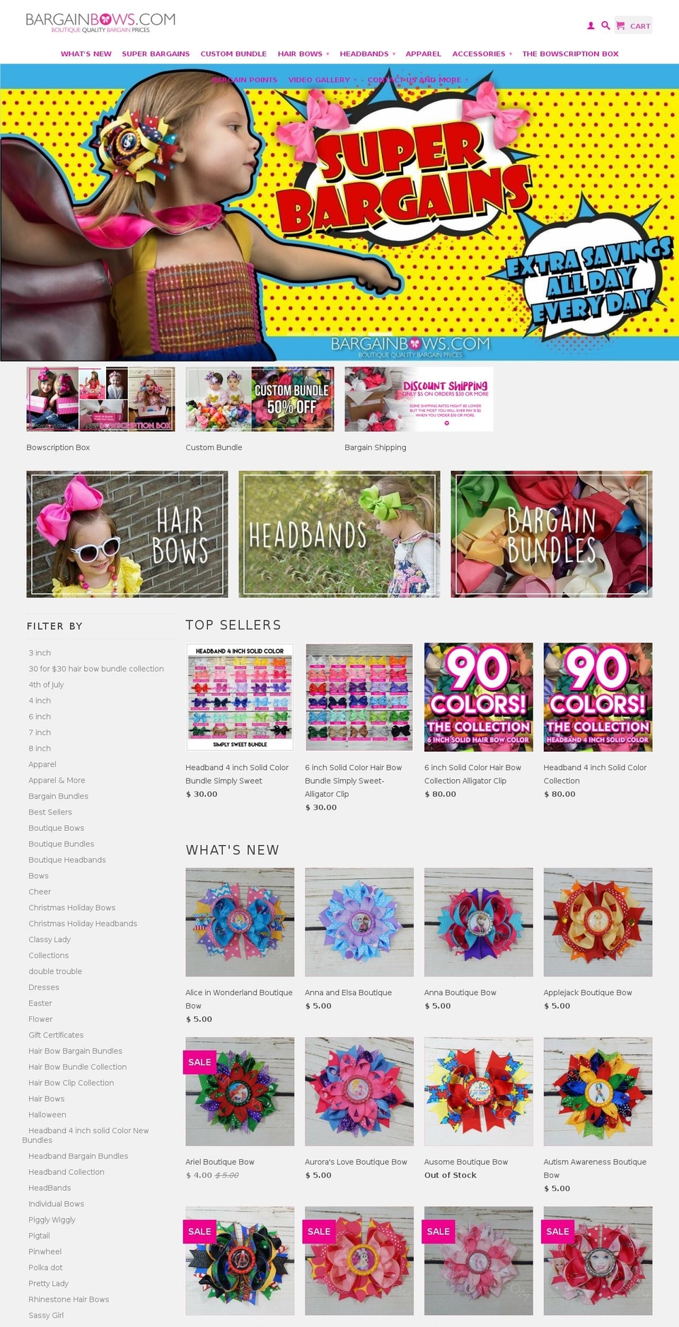 bargainbows.biz shopify website screenshot