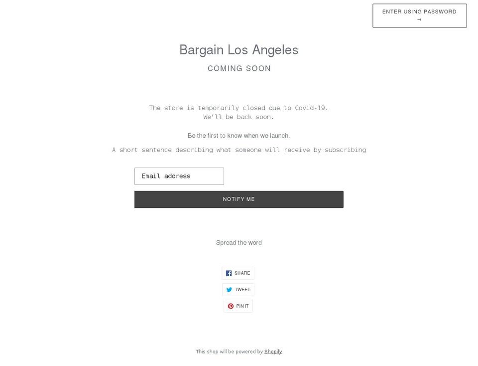 bargainlosangeles.com shopify website screenshot