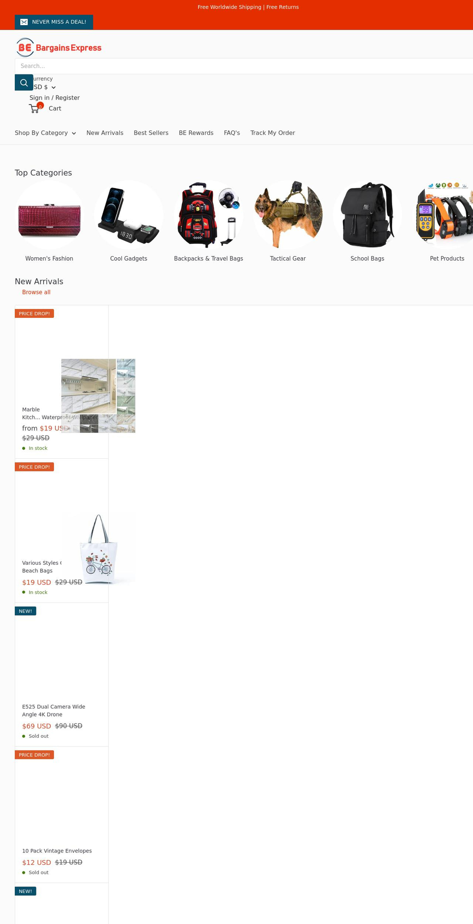 bargainsexpress.com shopify website screenshot