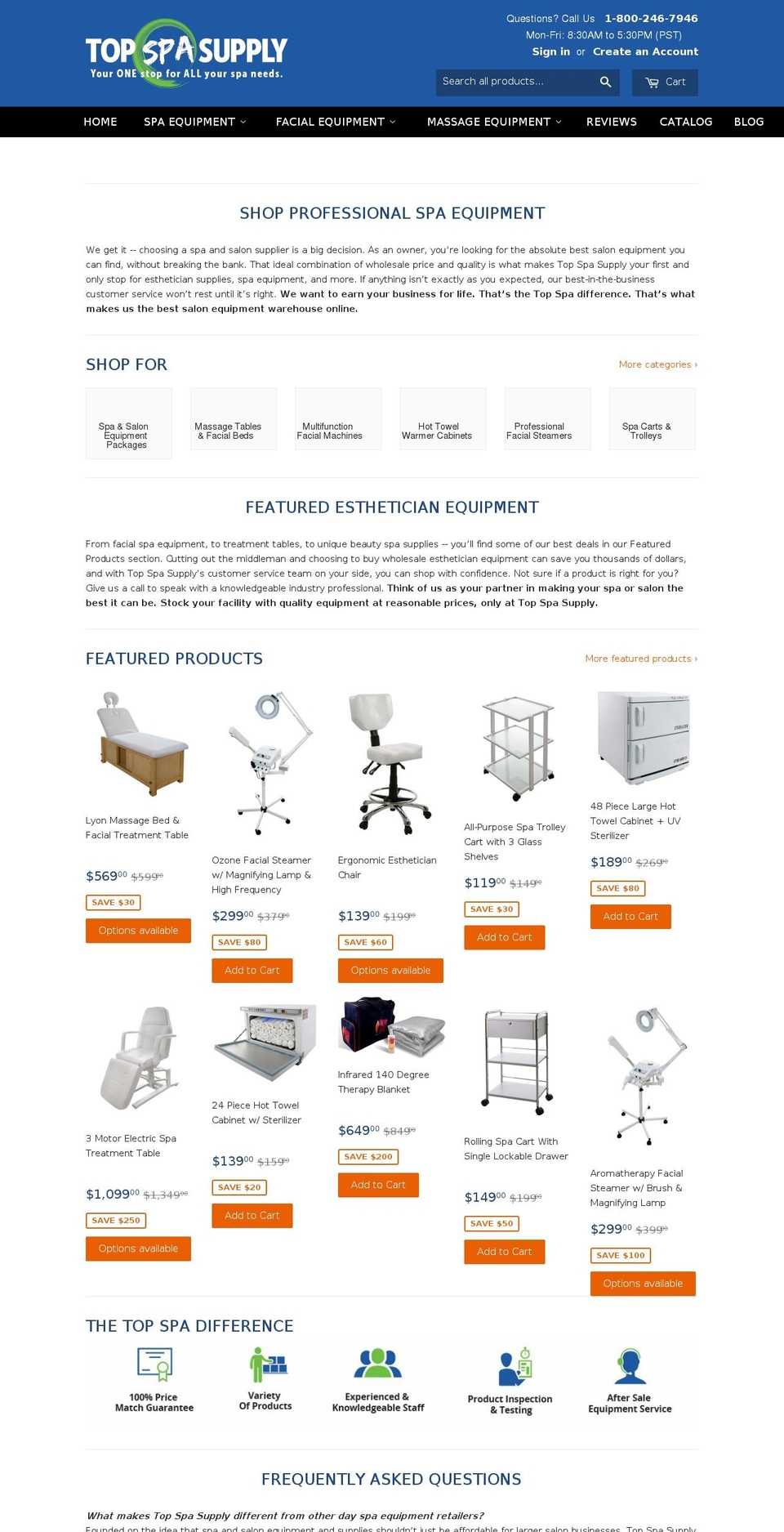 bargainspaequipmentandsupply.com — Shopify storefront screenshot
