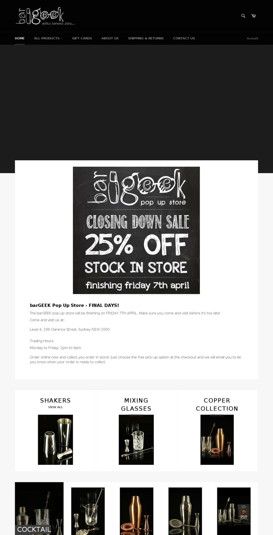 bargeek.com.au shopify website screenshot