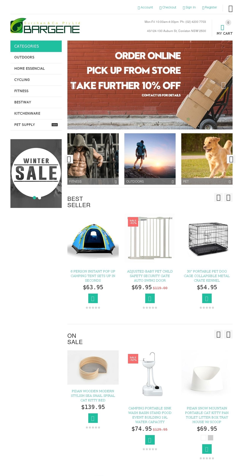 bargenestore.com — Shopify storefront screenshot