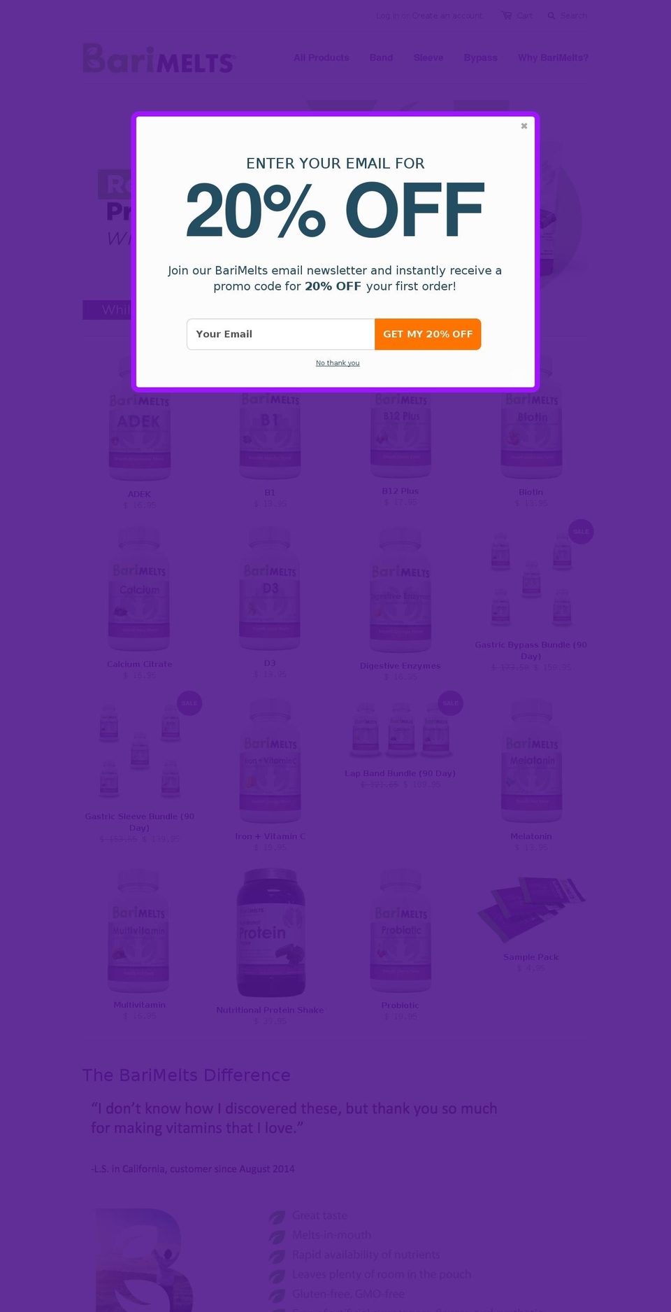 barimelts.com shopify website screenshot