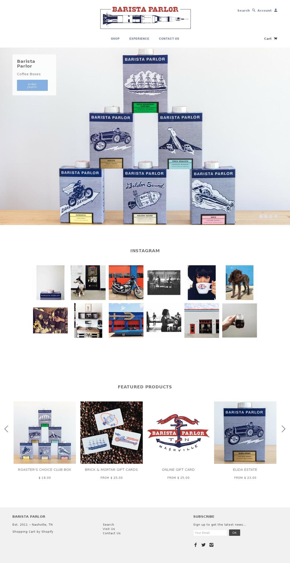 baristaparlor.com shopify website screenshot