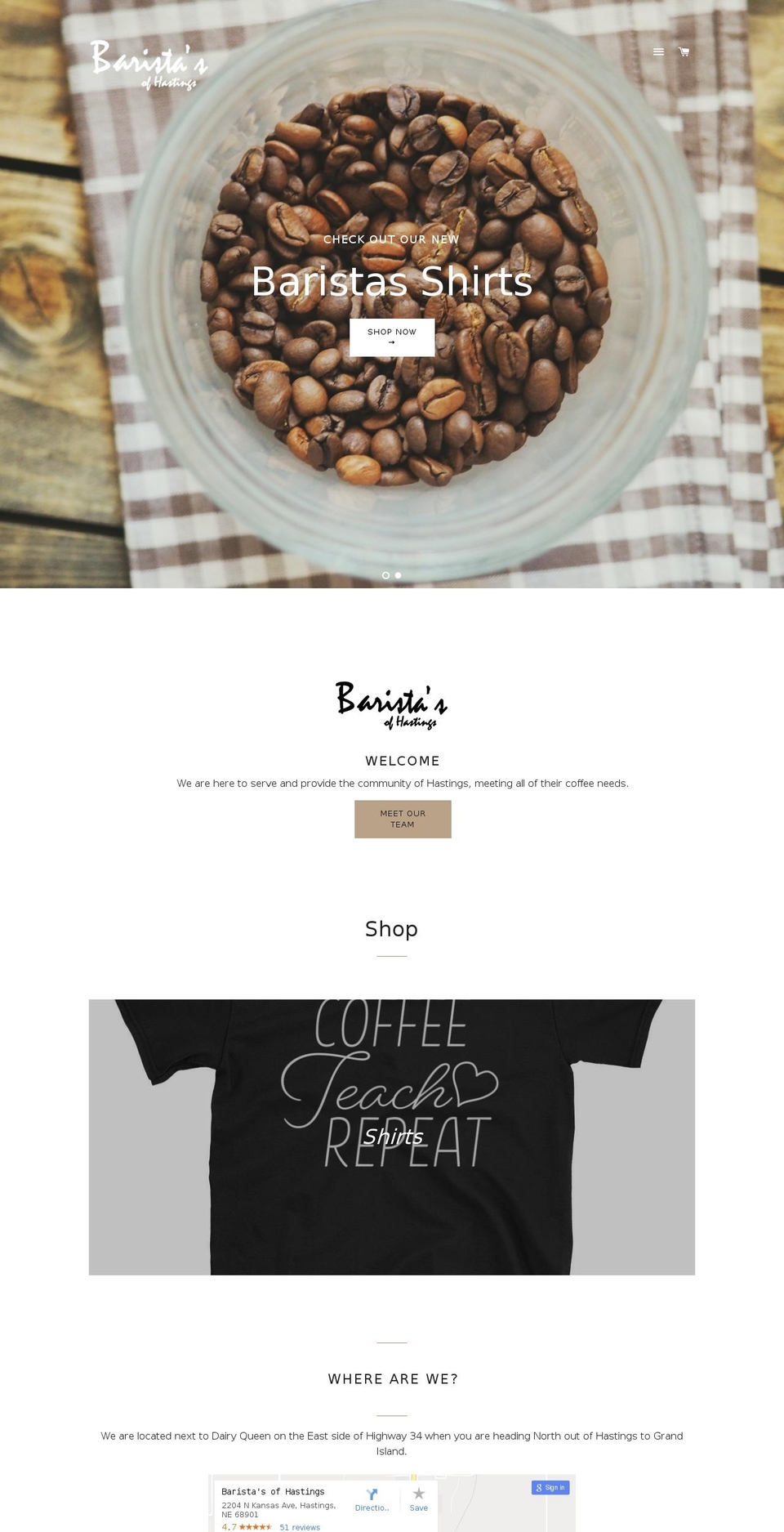 baristasofhastings.com shopify website screenshot