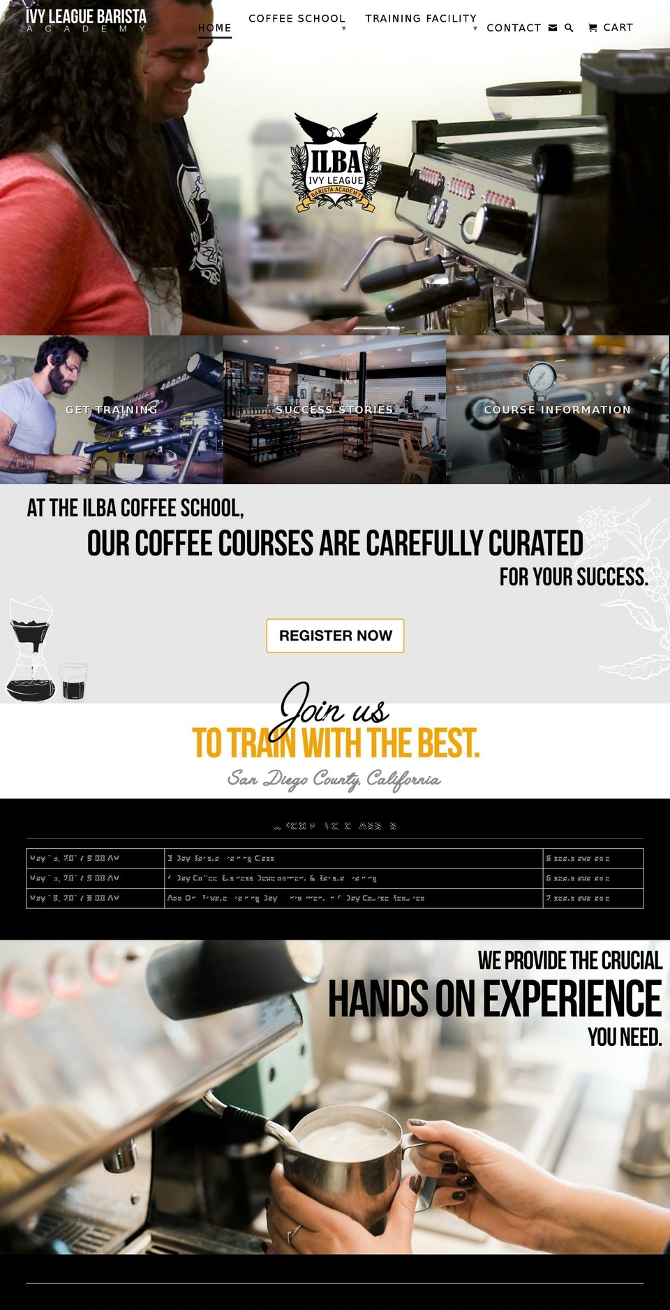 baristatrainingschool.com shopify website screenshot