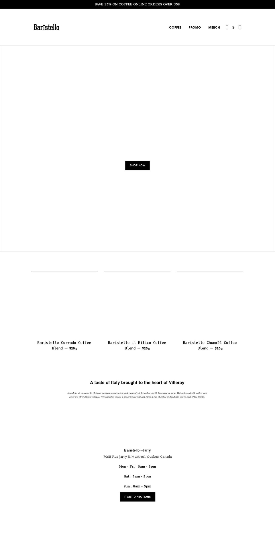 baristello.com shopify website screenshot