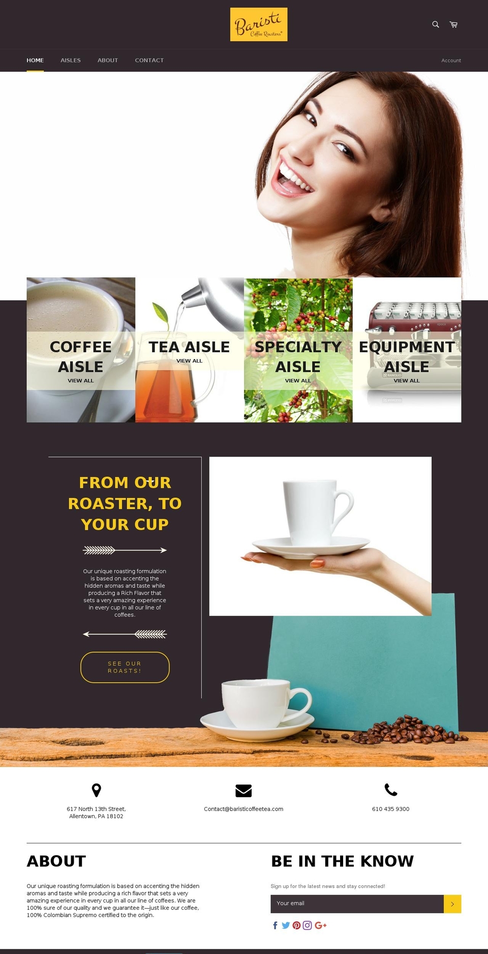baristicoffeetea.com — Shopify storefront screenshot
