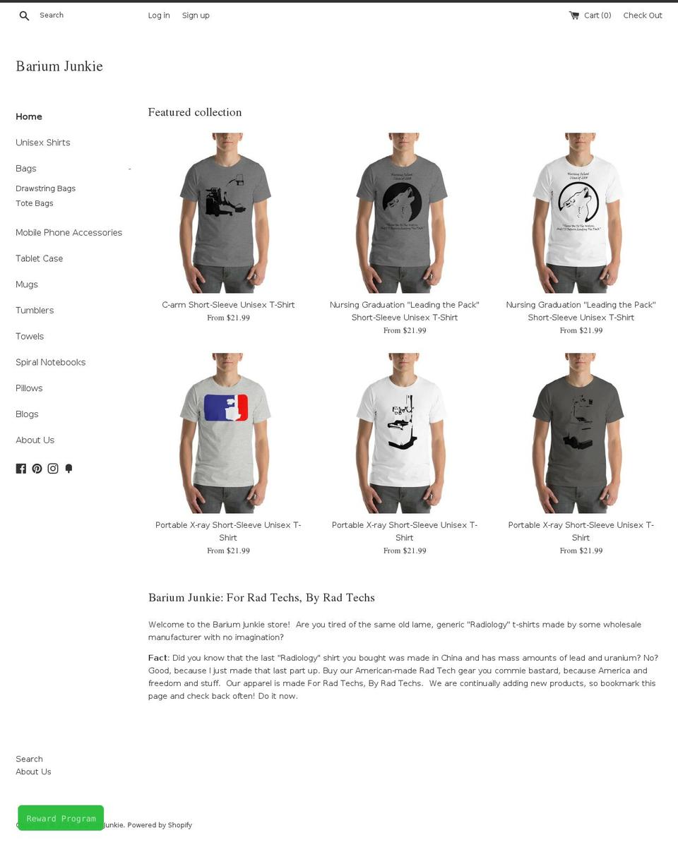 bariumjunkie.com — Shopify storefront screenshot