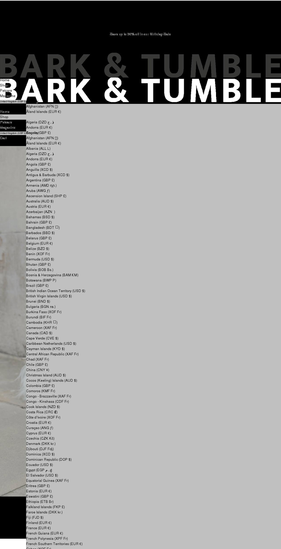 barkandtumble.com shopify website screenshot