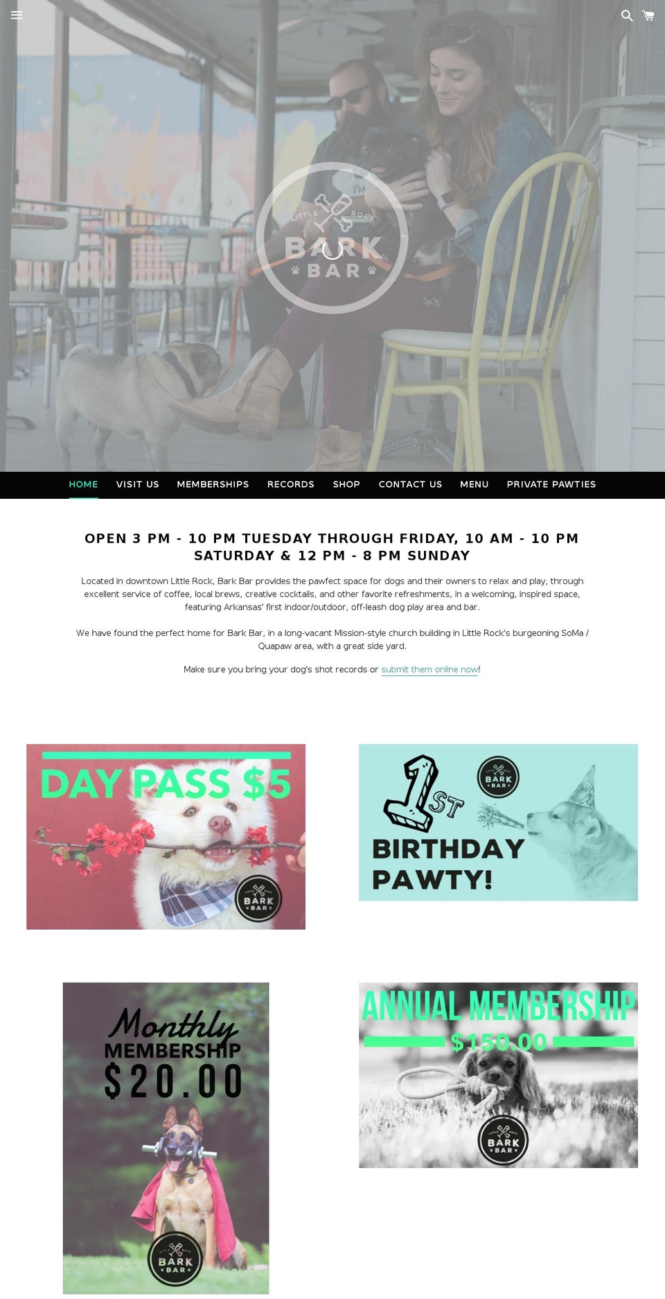 barkbarlittlerock.com — Shopify storefront screenshot
