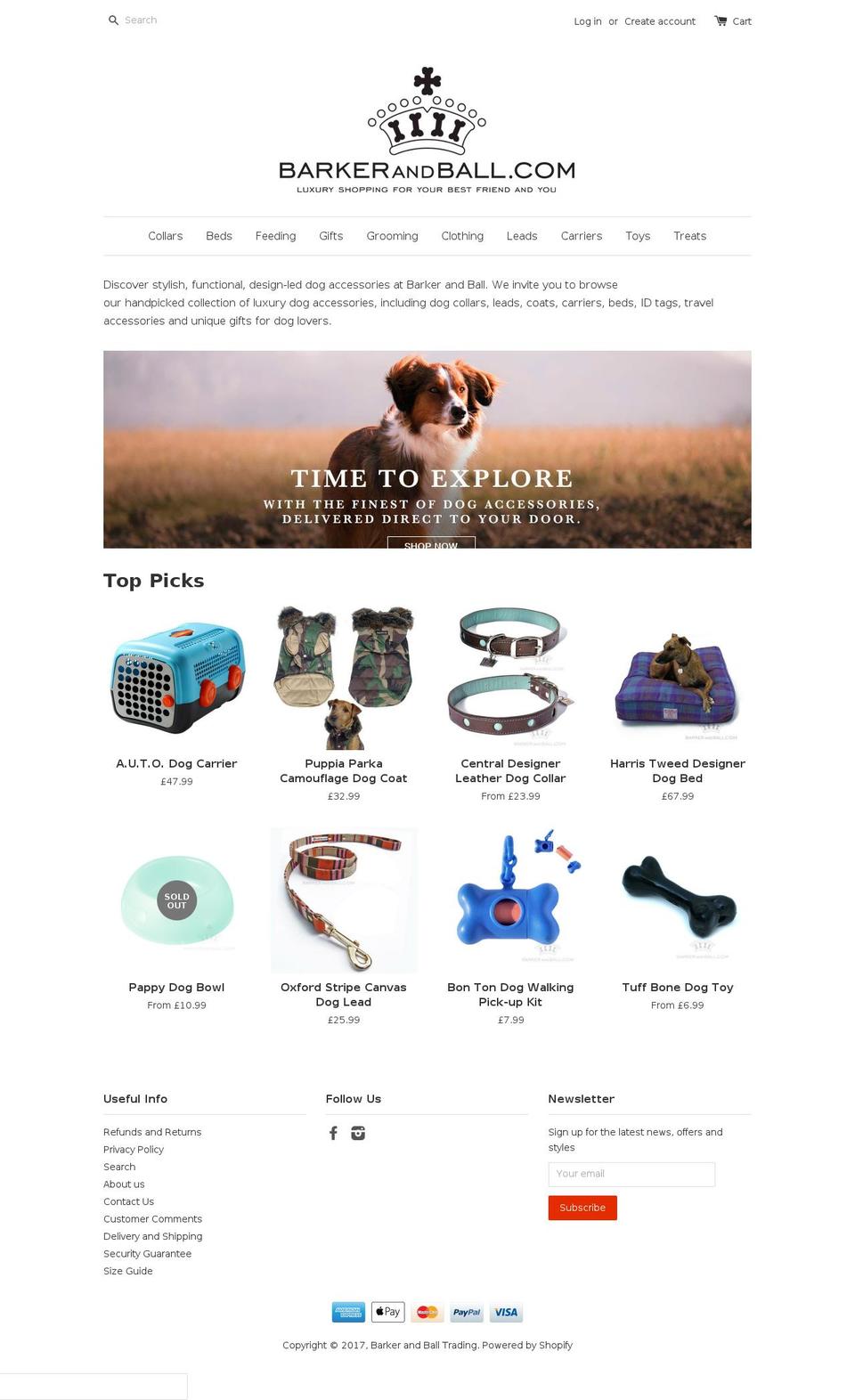 barker-ball.com shopify website screenshot