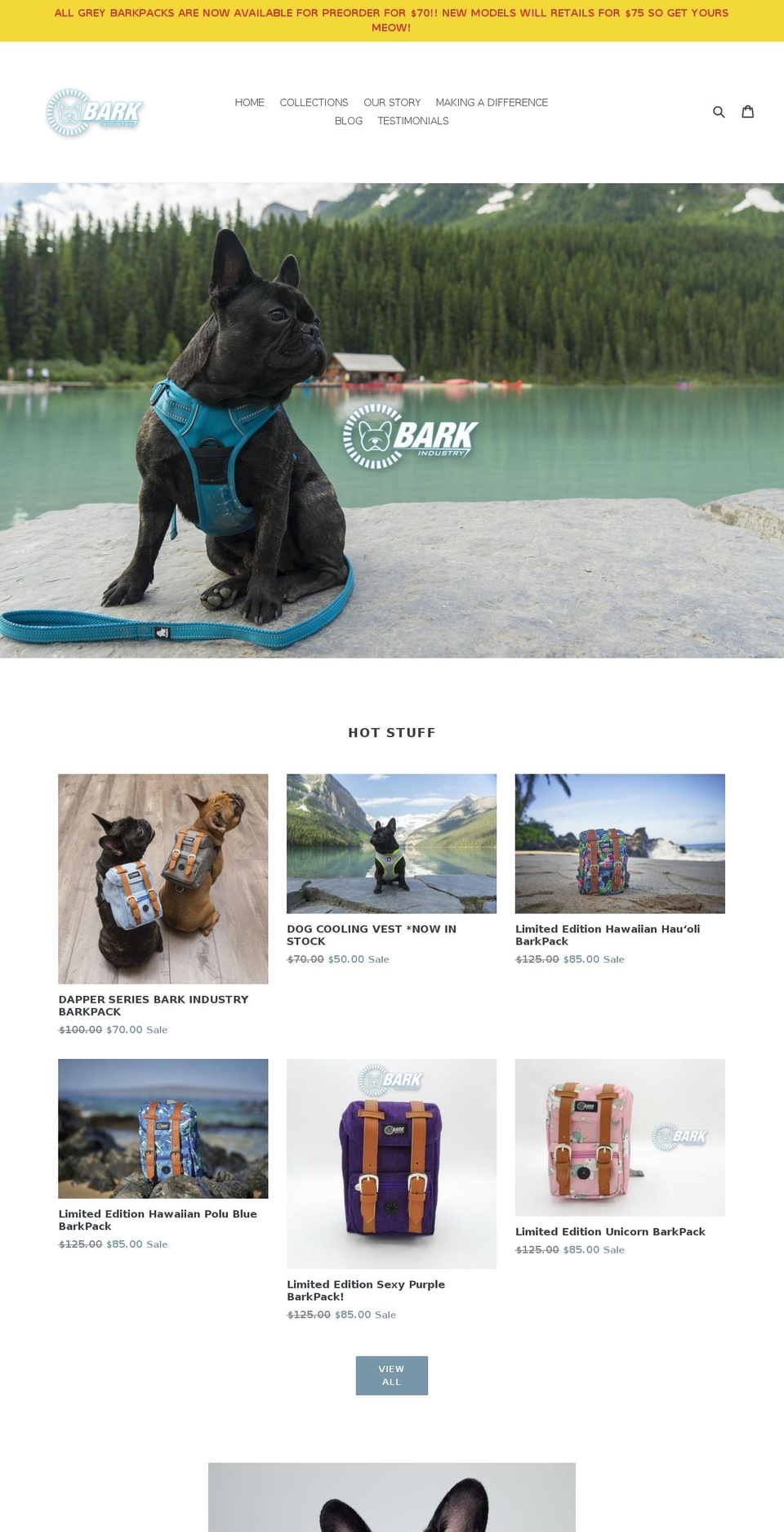 barkindustry.com — Shopify storefront screenshot