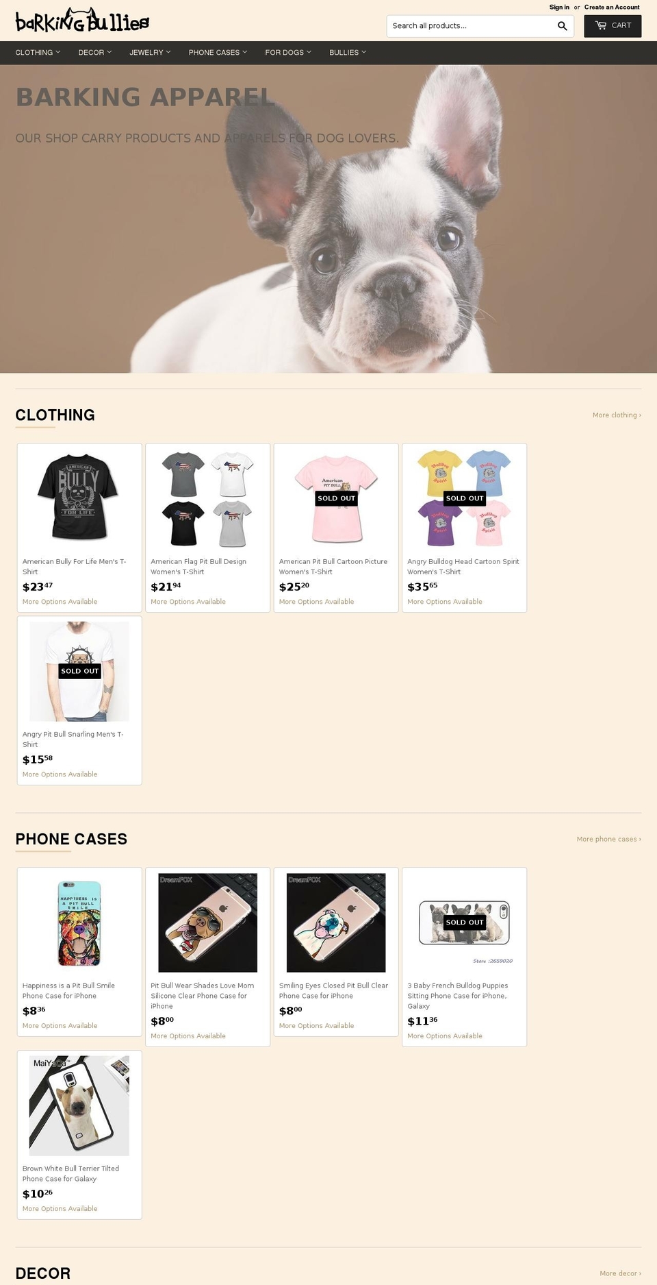 barkingbullies.com shopify website screenshot