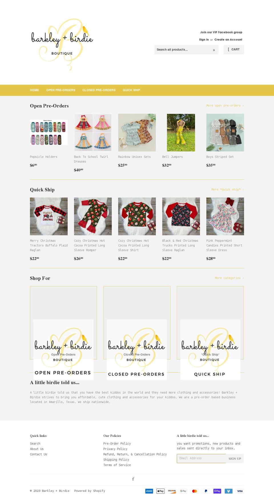 barkleyandbirdie.com shopify website screenshot
