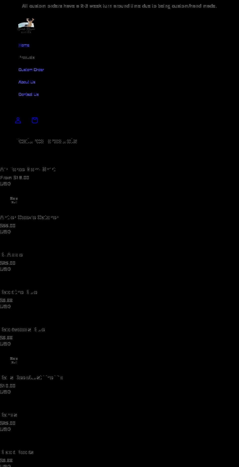 barkriverglitter.com shopify website screenshot