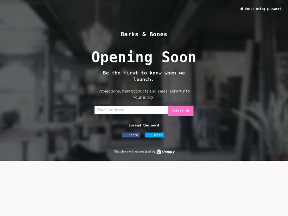 barksbones.com shopify website screenshot
