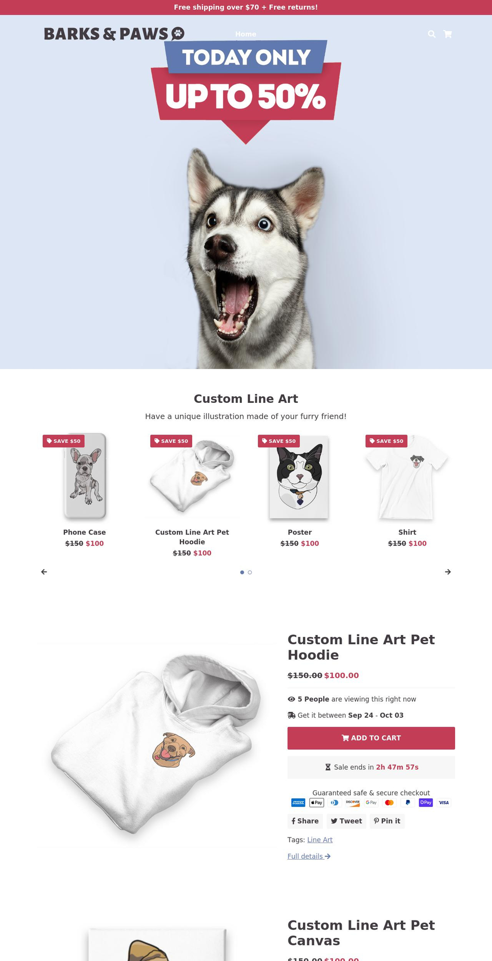 barksnpaws.com shopify website screenshot