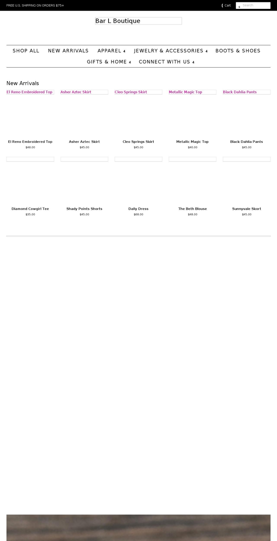 barlboutique.com shopify website screenshot