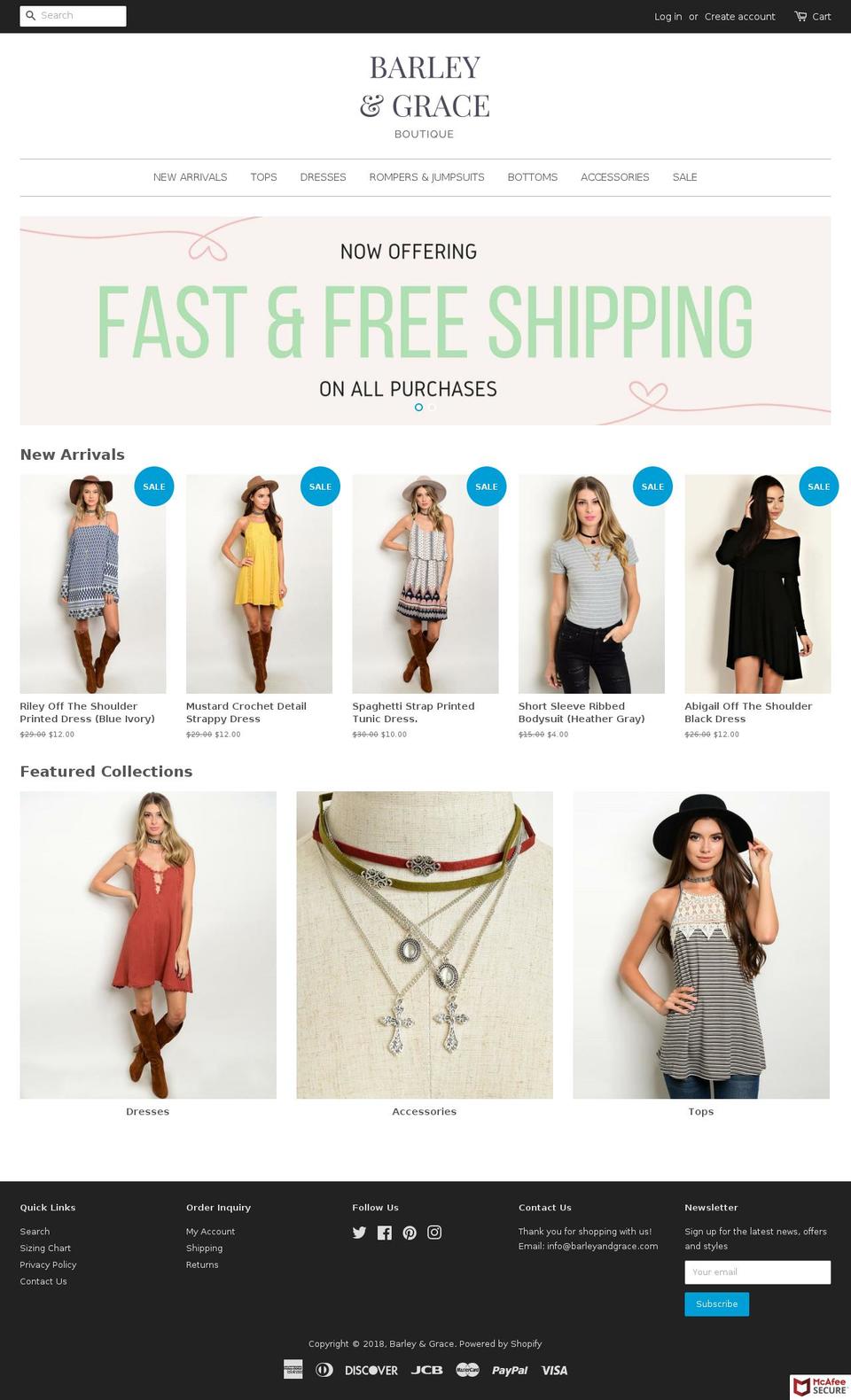 barleyandgrace.com shopify website screenshot