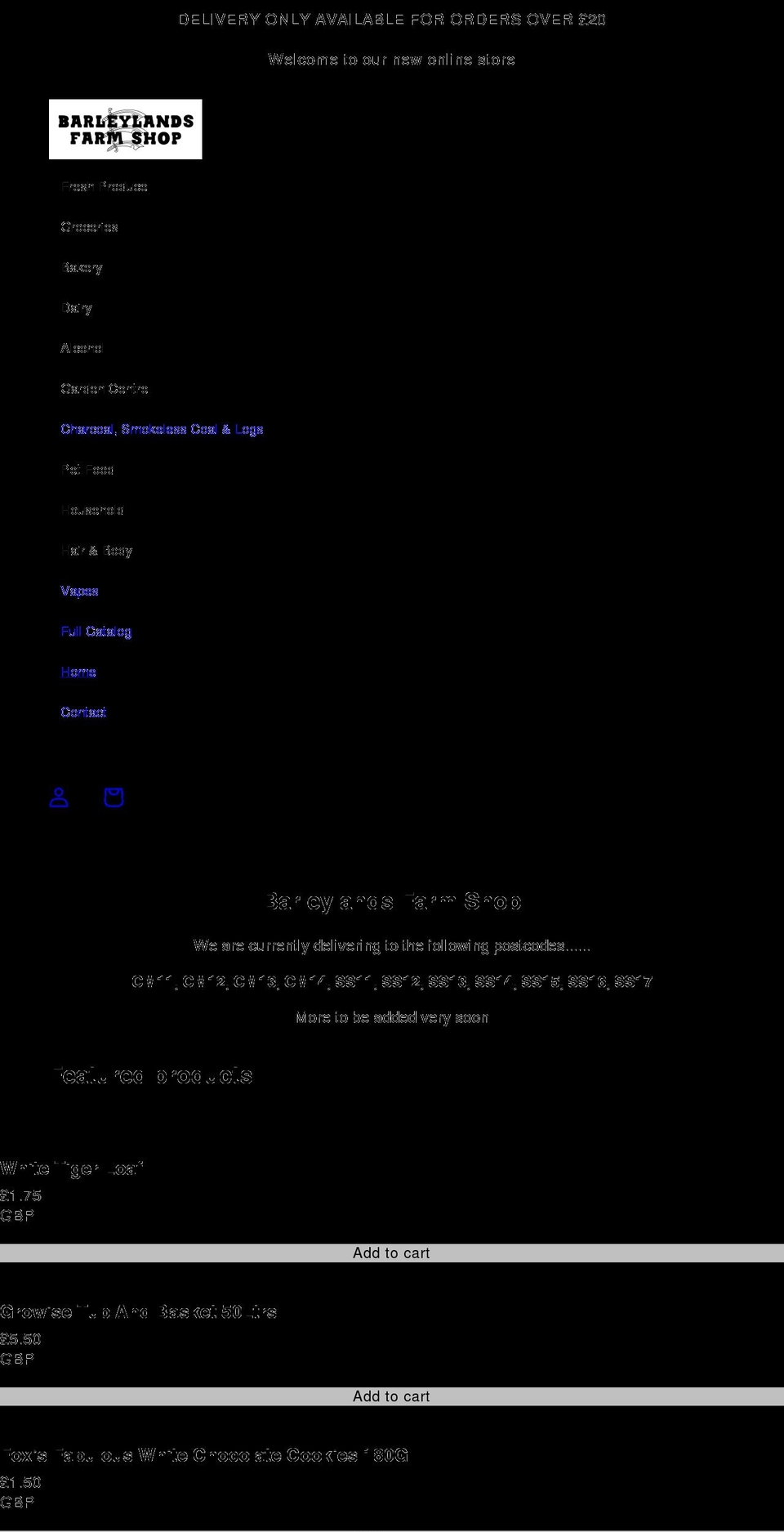 barleylandsfarmshop.com shopify website screenshot