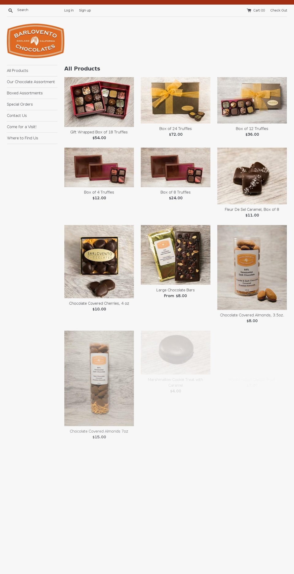 barloventochocolates.com shopify website screenshot