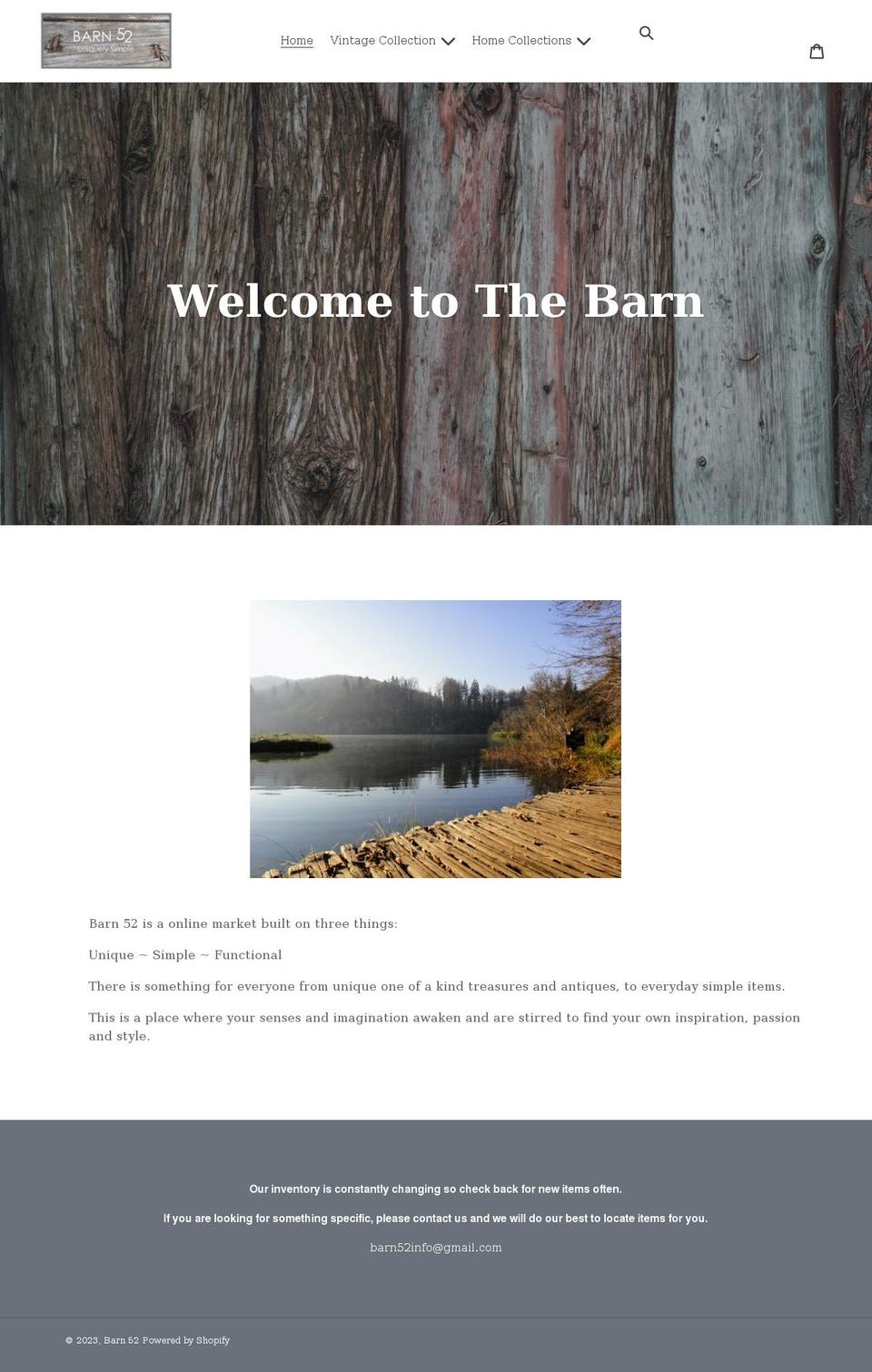 barn52.com shopify website screenshot