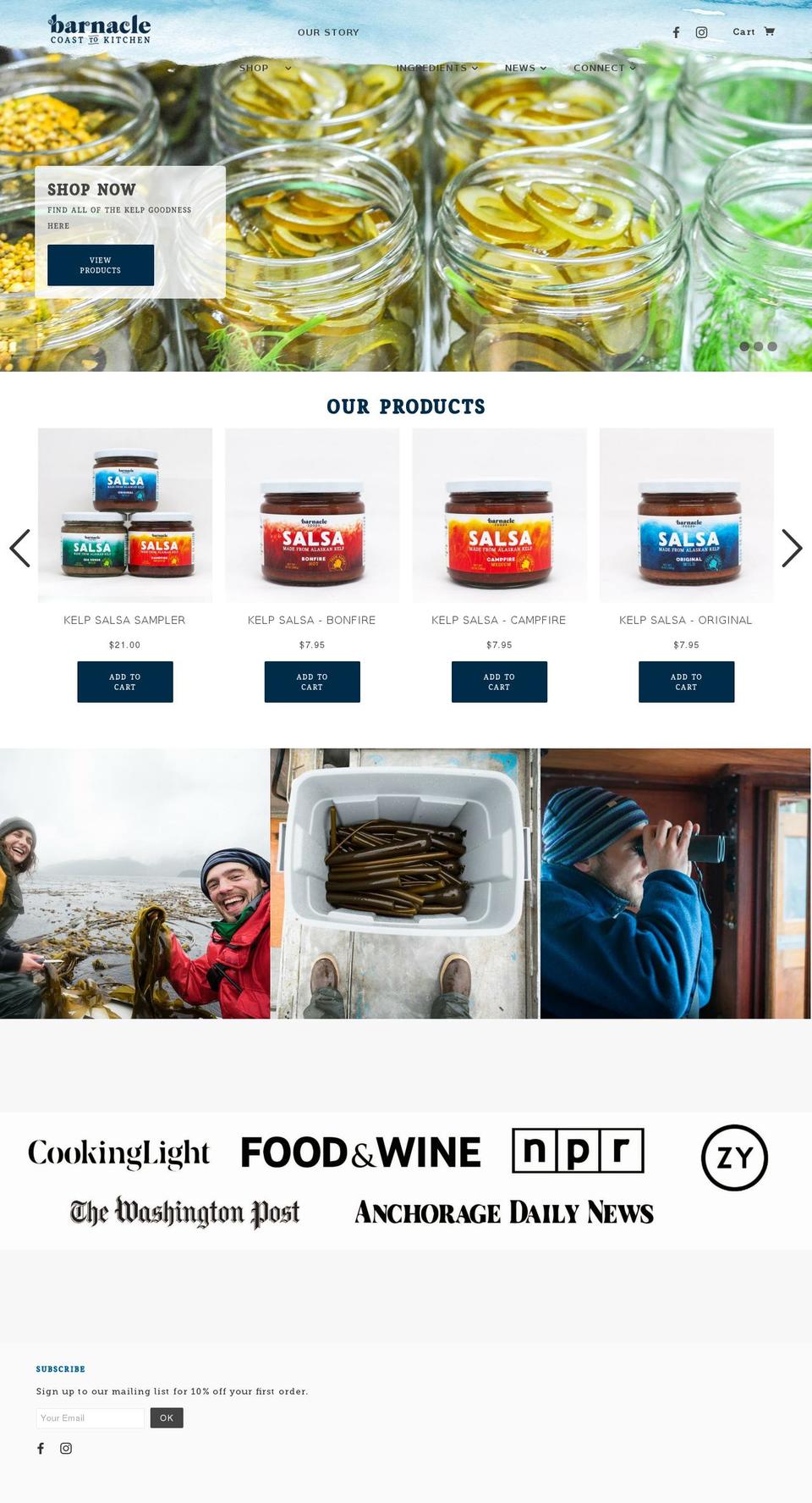 barnaclefoods.com shopify website screenshot