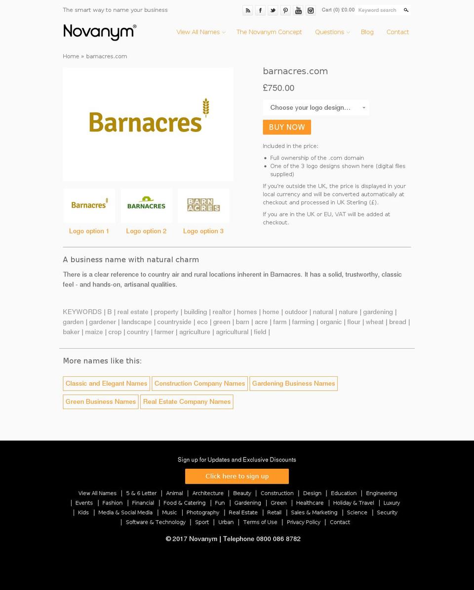 barnacres.com shopify website screenshot