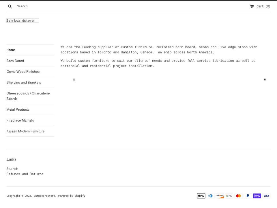 barnboardstore.myshopify.com shopify website screenshot