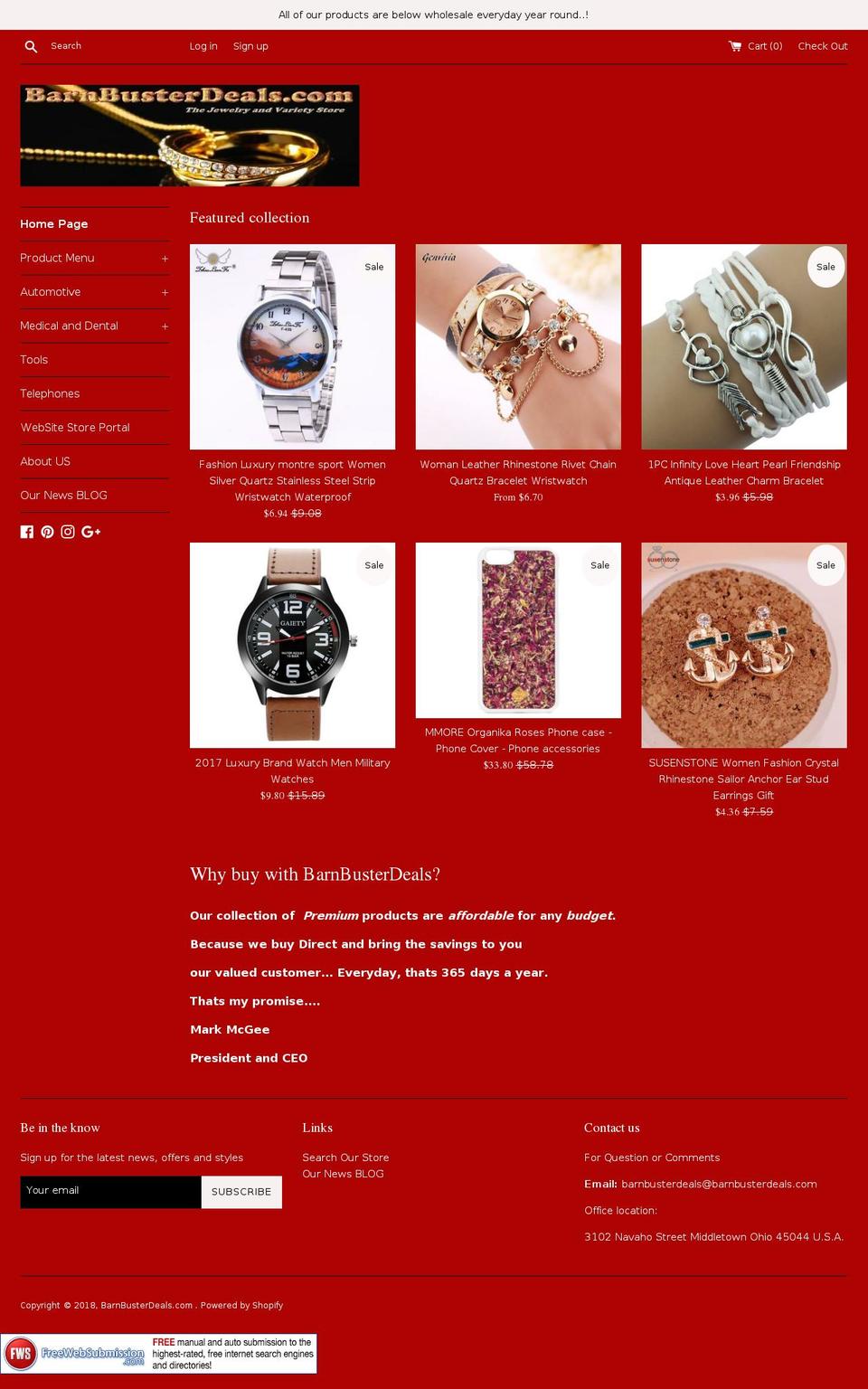 barnbusterdeals.com shopify website screenshot