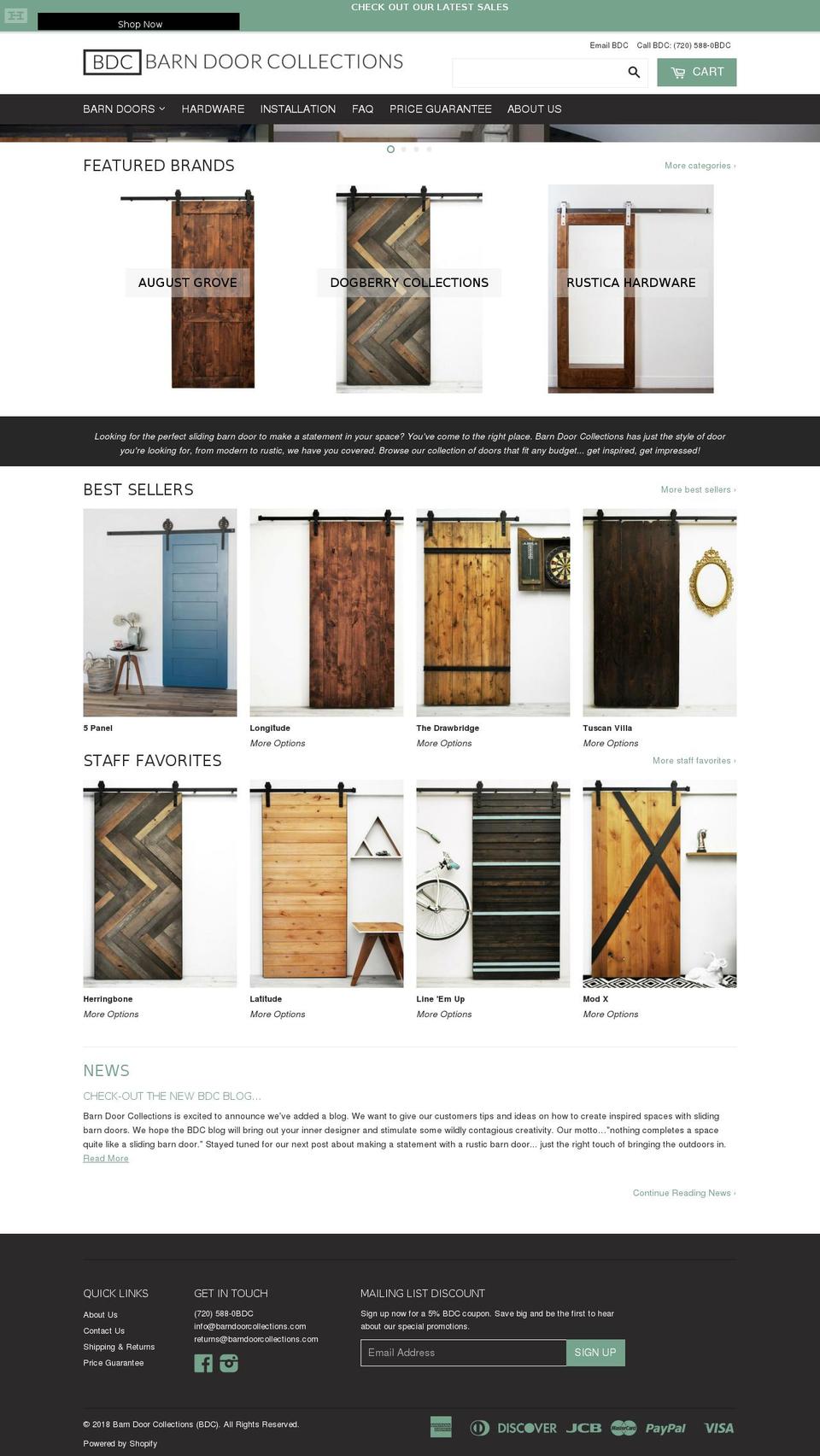Barn Door Collections Shopify theme site example barndoorcollections.com