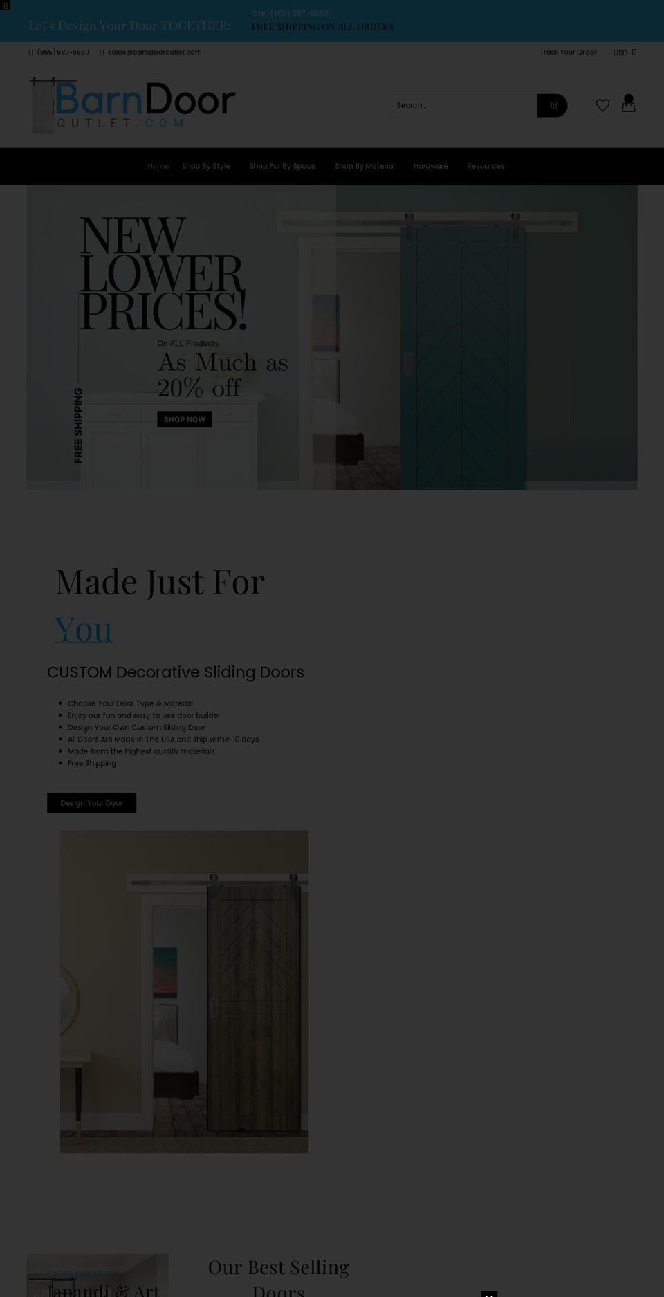 barndooroutlet.com shopify website screenshot