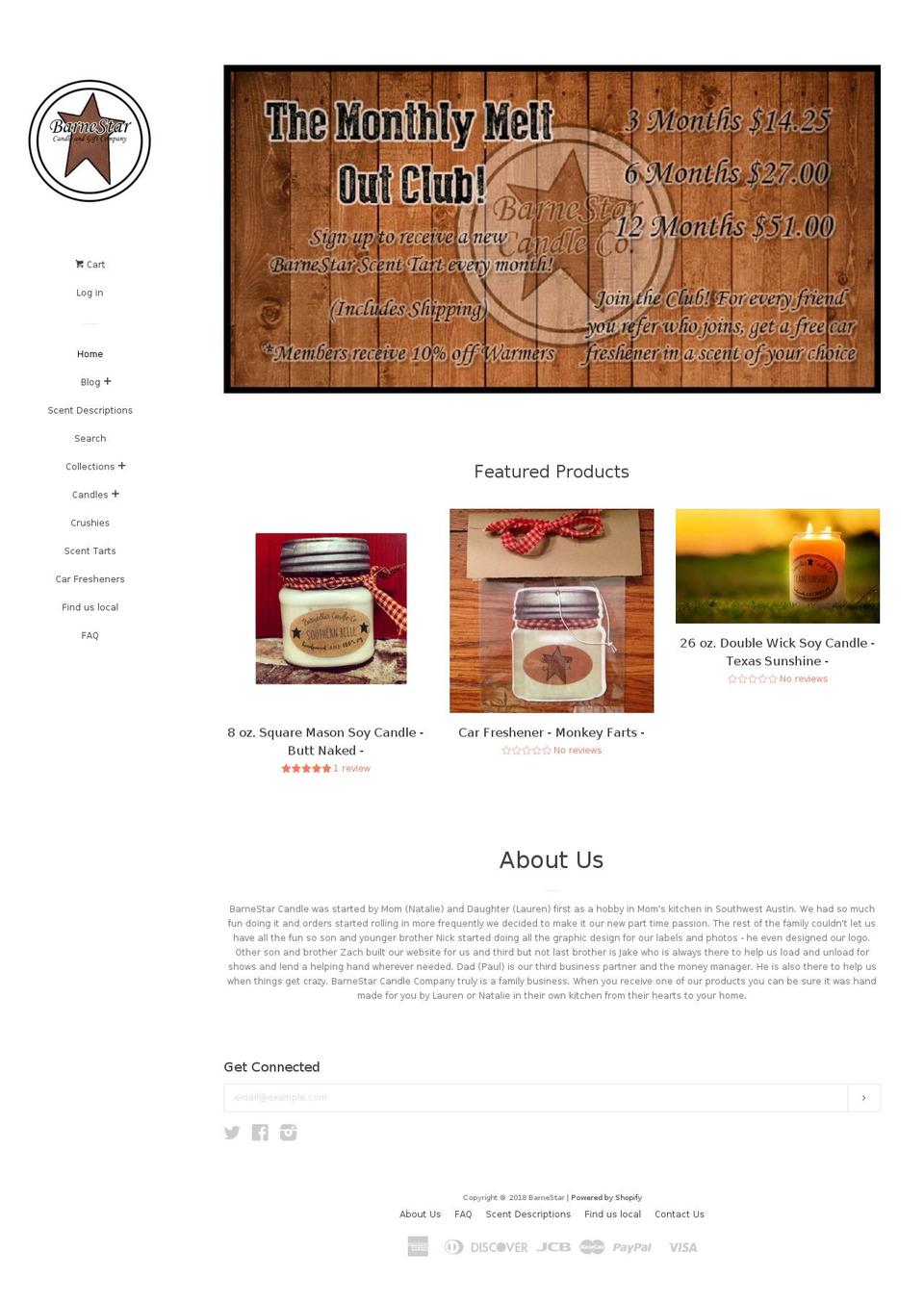 barnestarcandle.net shopify website screenshot