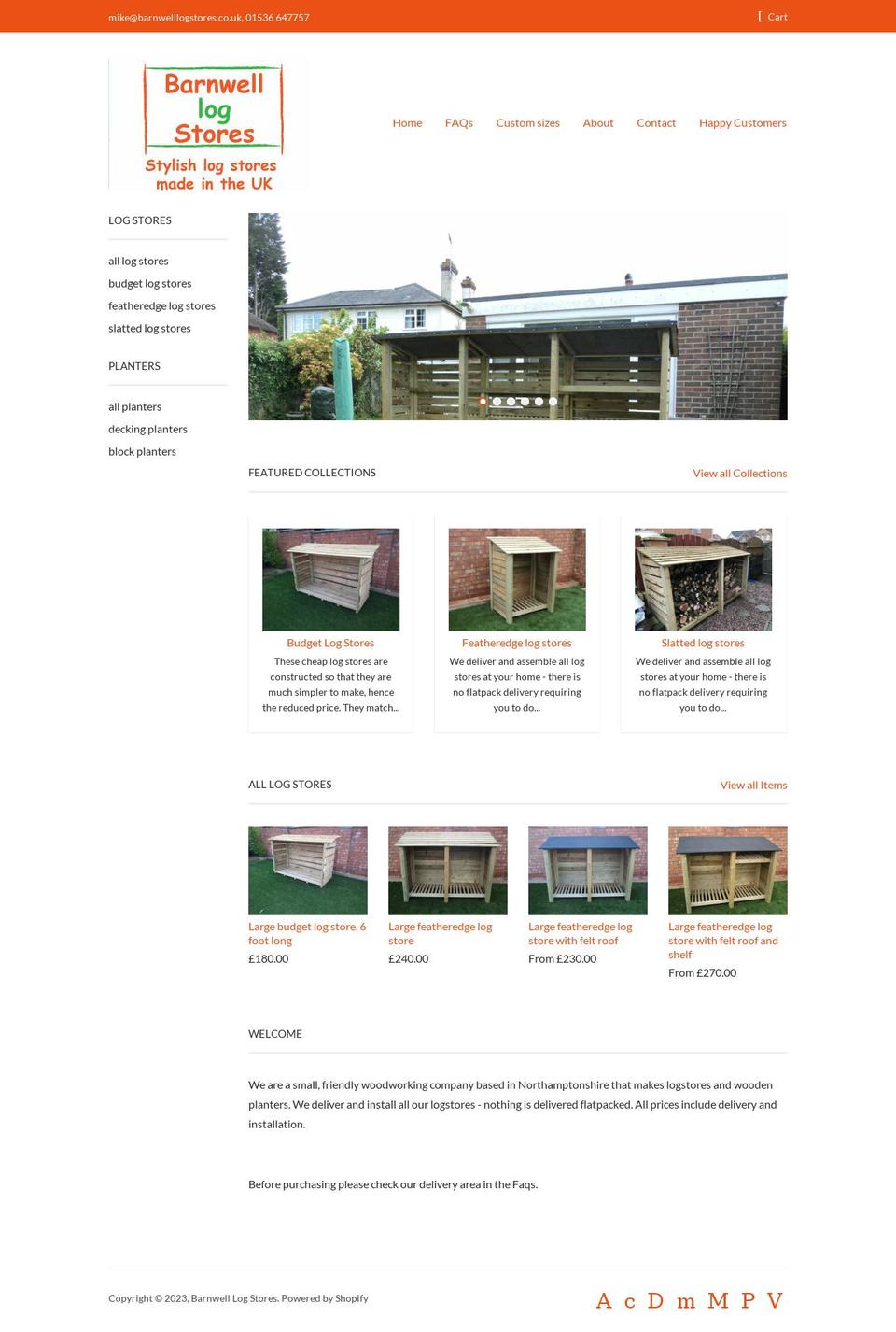 barnwelllogstores.co.uk shopify website screenshot