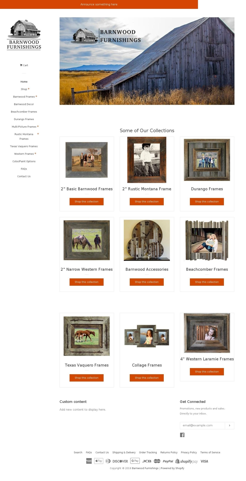 barnwoodfurnishings.com — Shopify storefront screenshot