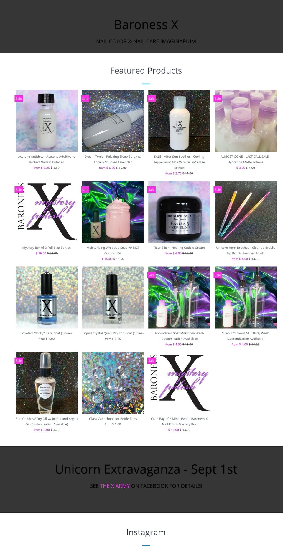 baronessofglitter.com — Shopify storefront screenshot